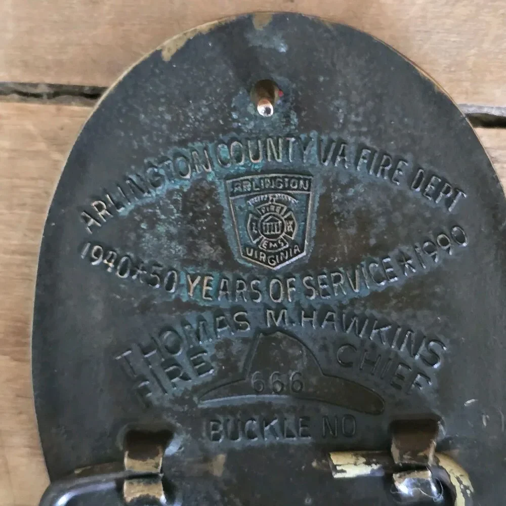 Vintage Fire Department Station Belt Buckle Fire Truck Arlington County VA